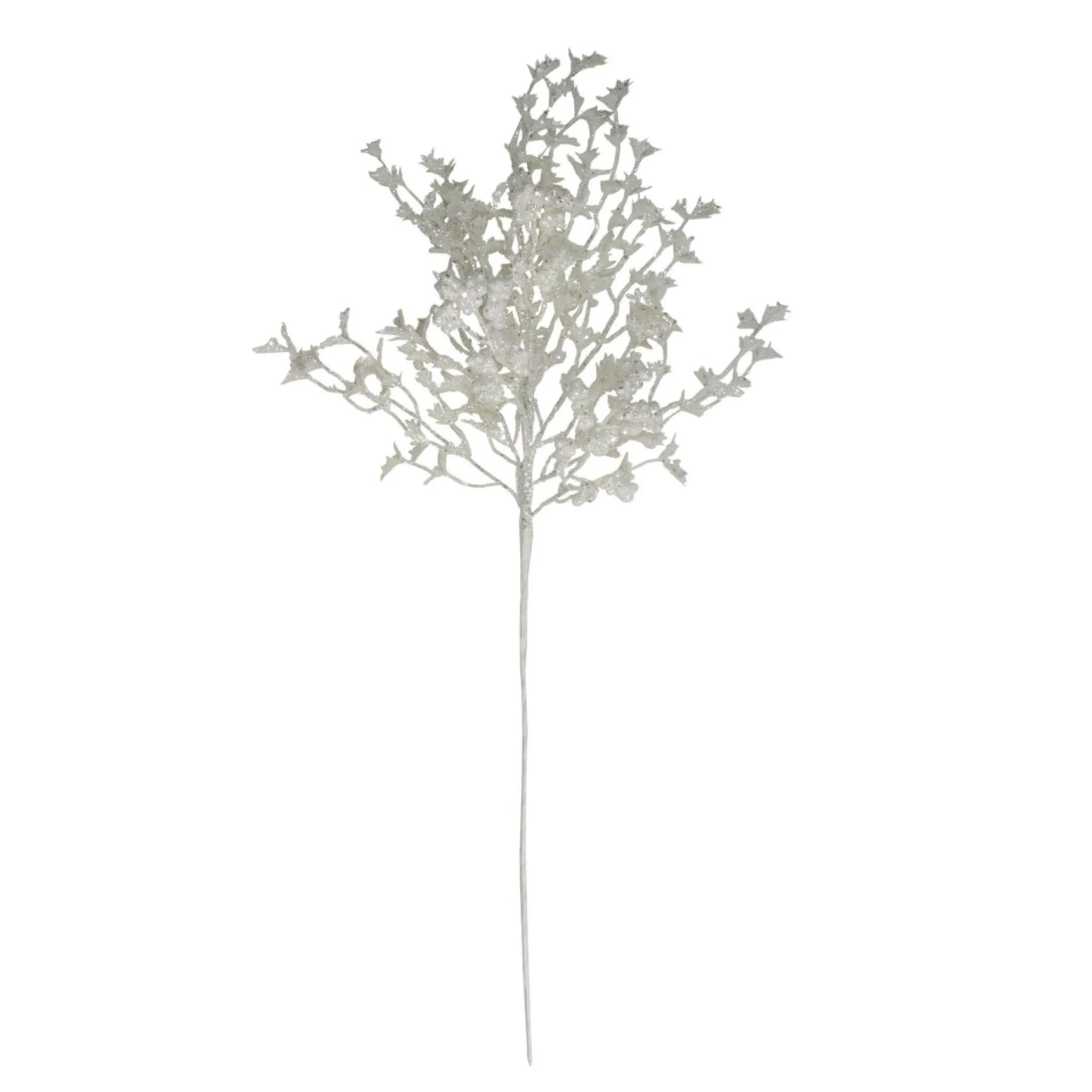 26" White Glittered Holly Leaves And Berries Artificial Christmas Spray