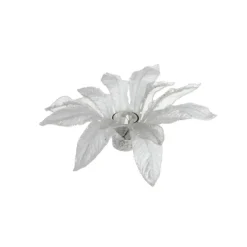 13" White Glittered Poinsettia Christmas Votive Candle Holder