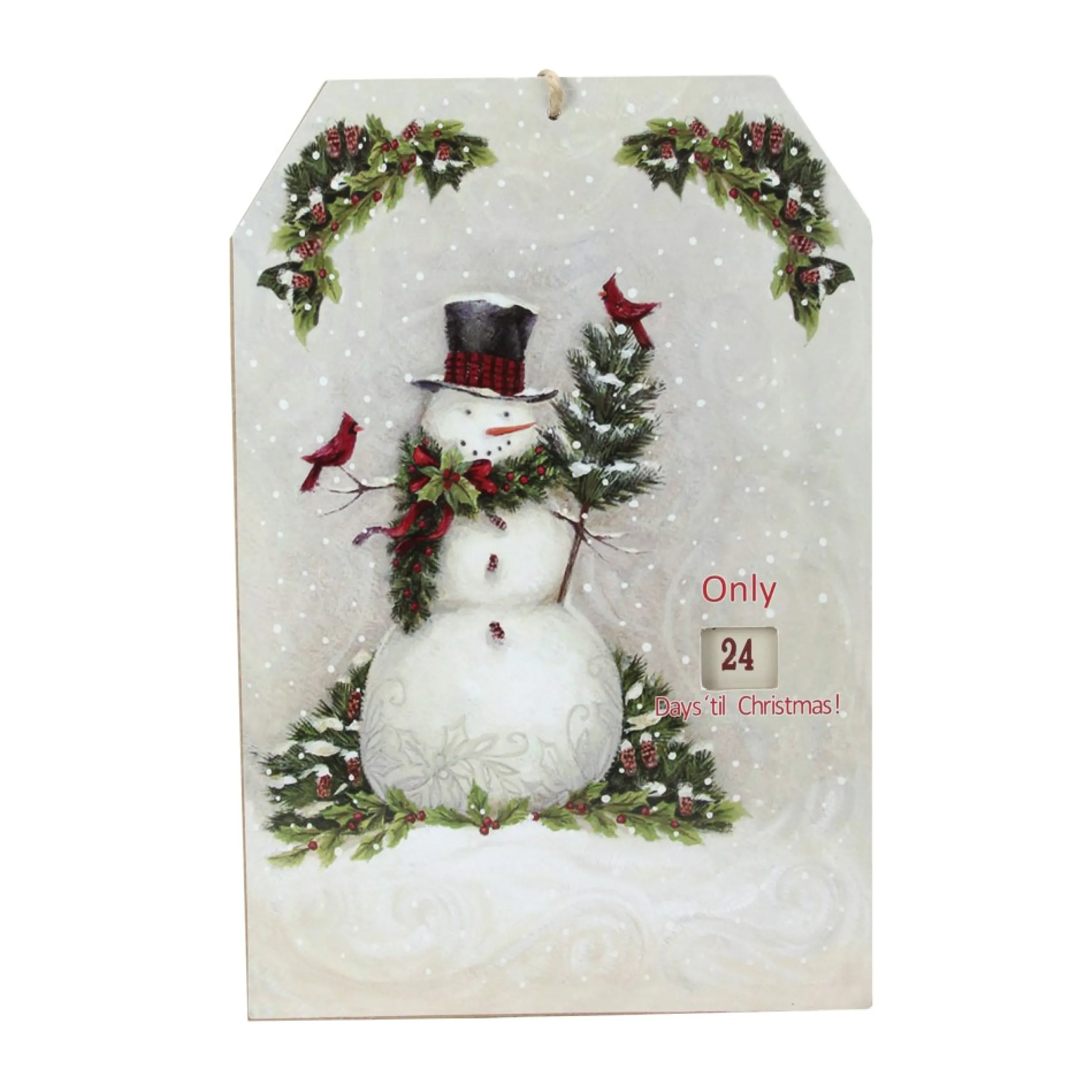 11.75" White Hanging Snowman And Cardinal Advent Christmas Calendar