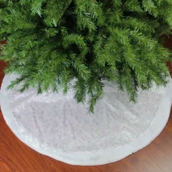 48" White Iridescent Glitter Snowflake Christmas Tree Skirt