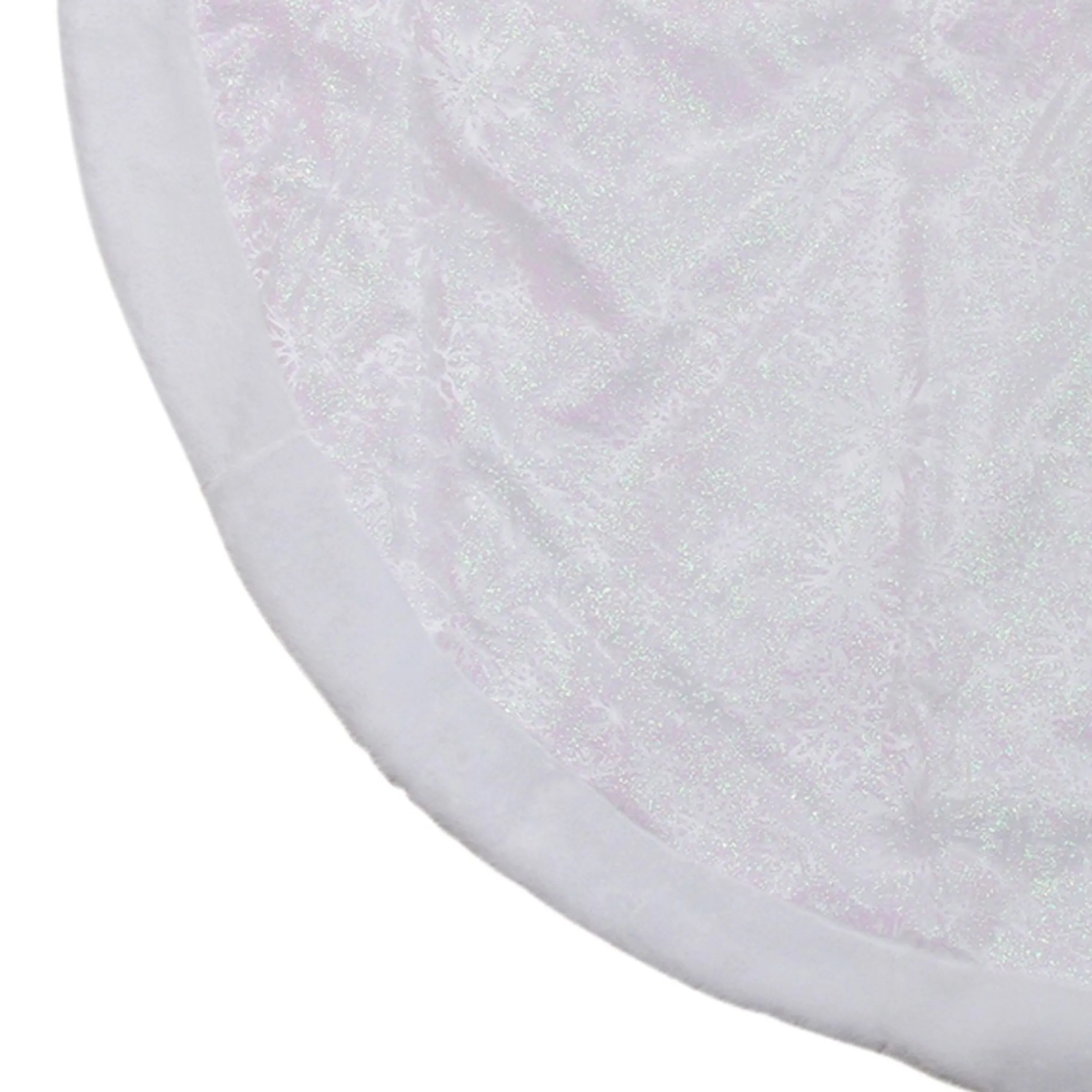 48" White Iridescent Glitter Snowflake Christmas Tree Skirt