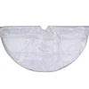 48" White Iridescent Holographic Glittered Christmas Tree Skirt