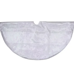48" White Iridescent Holographic Glittered Christmas Tree Skirt