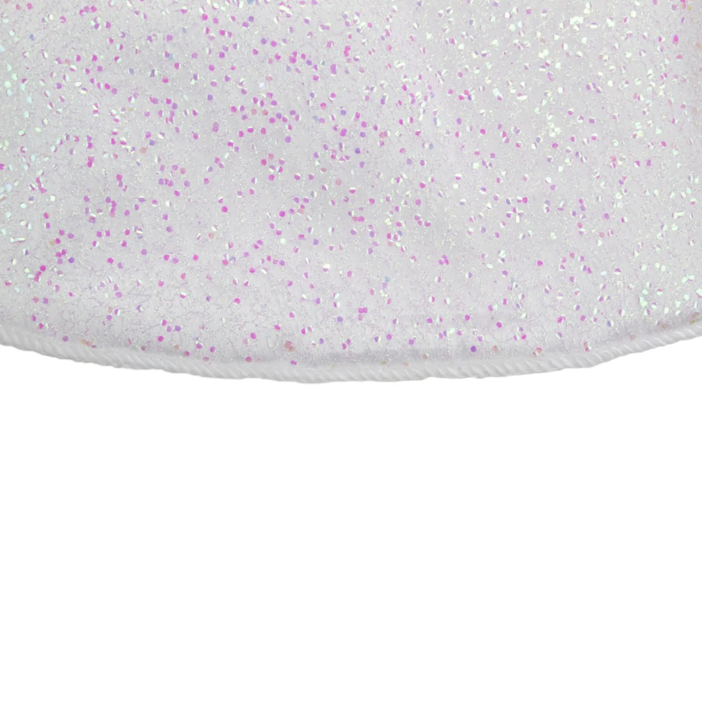 48" White Iridescent Holographic Glittered Christmas Tree Skirt
