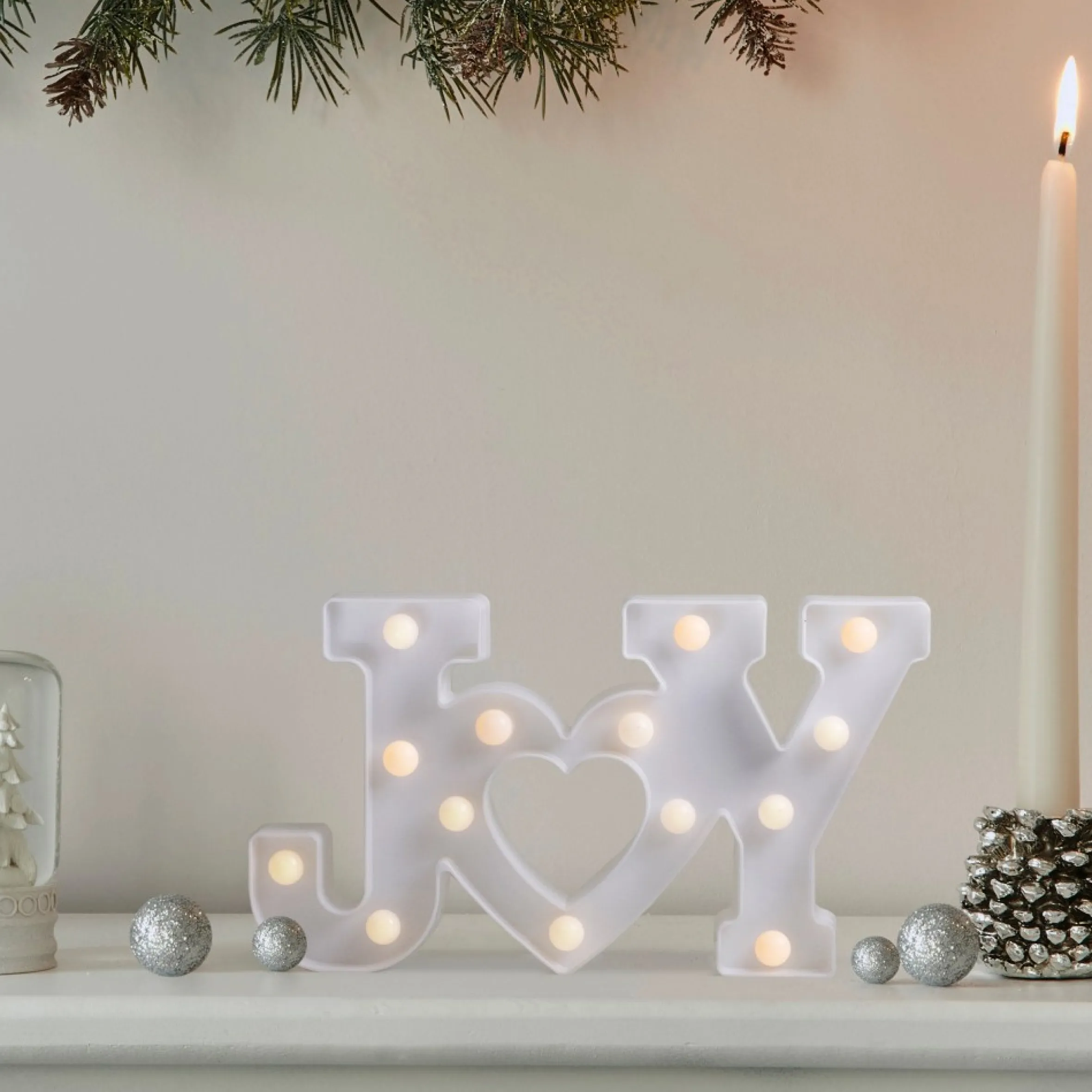 12.75" White "Joy" Led Christmas Marquee Wall Sign