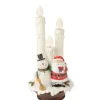 14" White Lighted Santa And Snowman Triple Flameless Candle Lamp Christmas Figurine