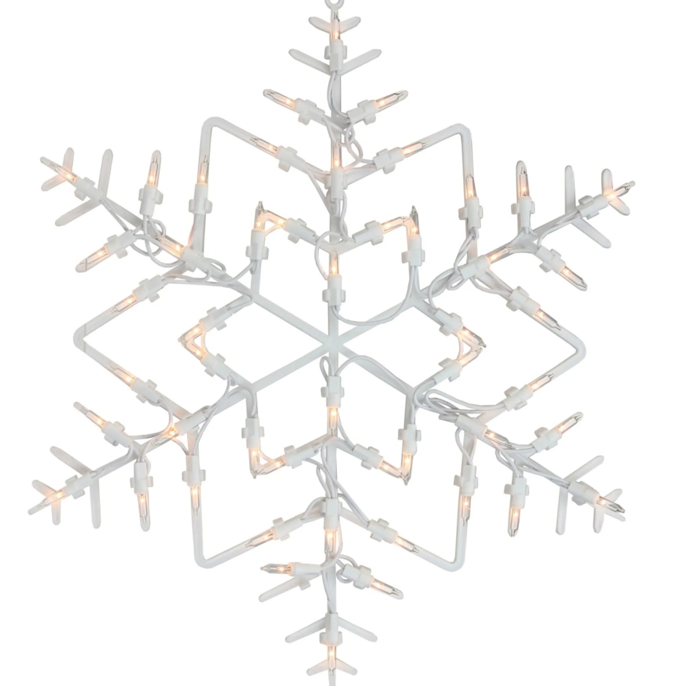 16" White Lighted Snowflake Christmas Window Silhouette