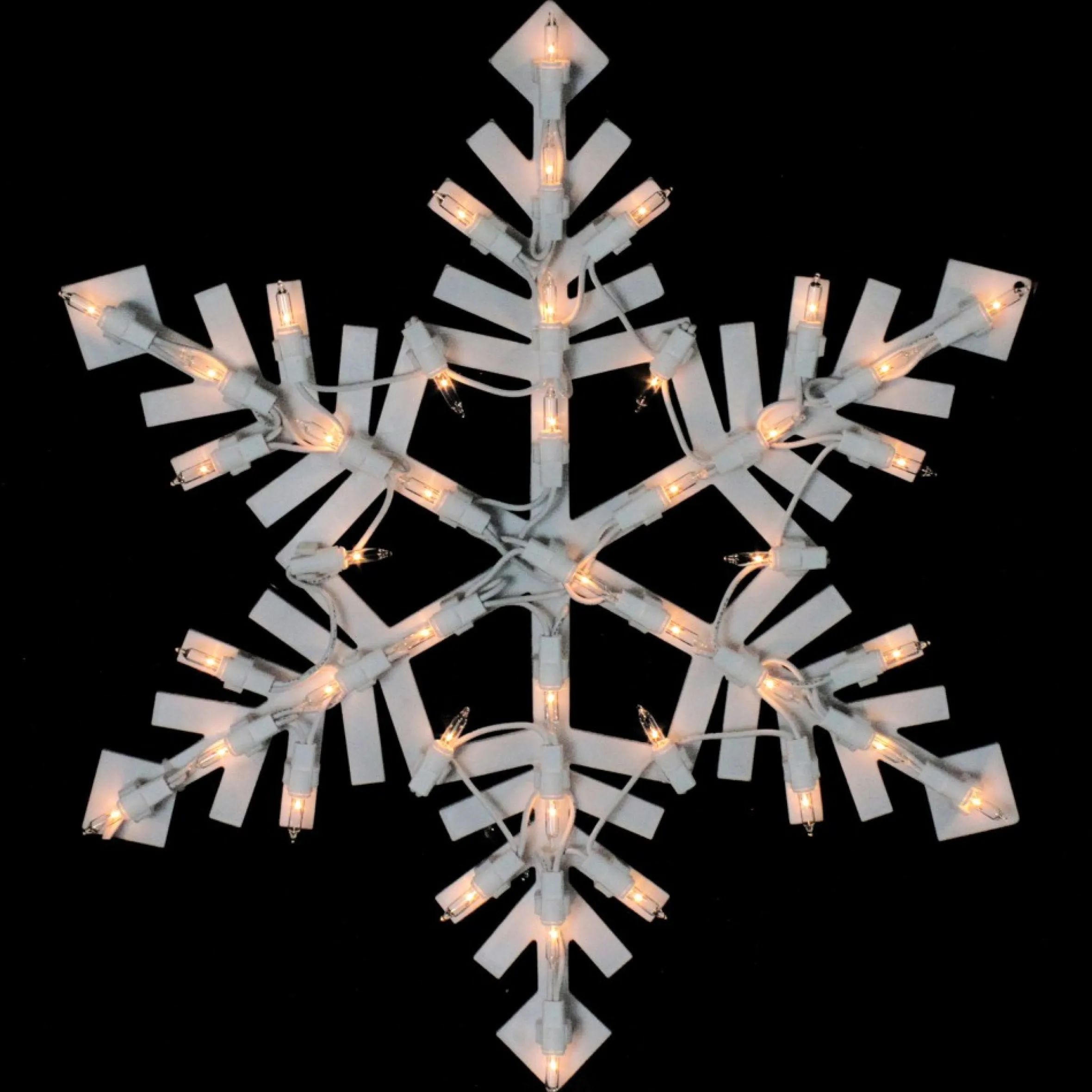 15.5" White Lighted Snowflake Christmas Outdoor Window Silhouette