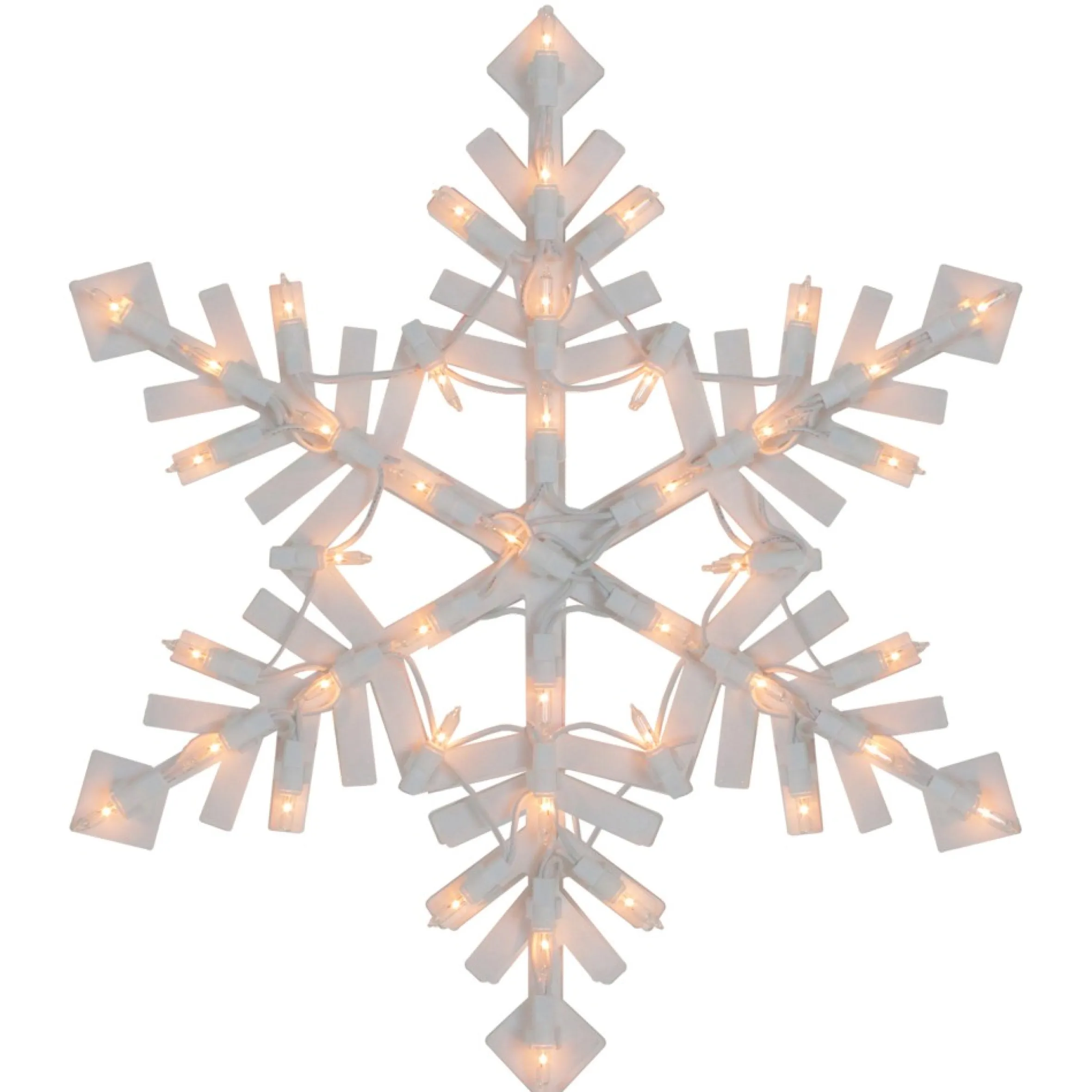 15.5" White Lighted Snowflake Christmas Outdoor Window Silhouette