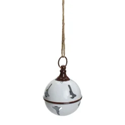 7" White Metal Jingle Bell Hanging Christmas Decoration