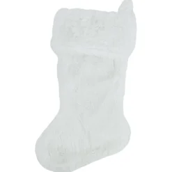 19" White Plush Christmas Stocking