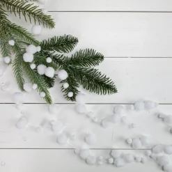 4' White Plush Snowball Christmas Garland