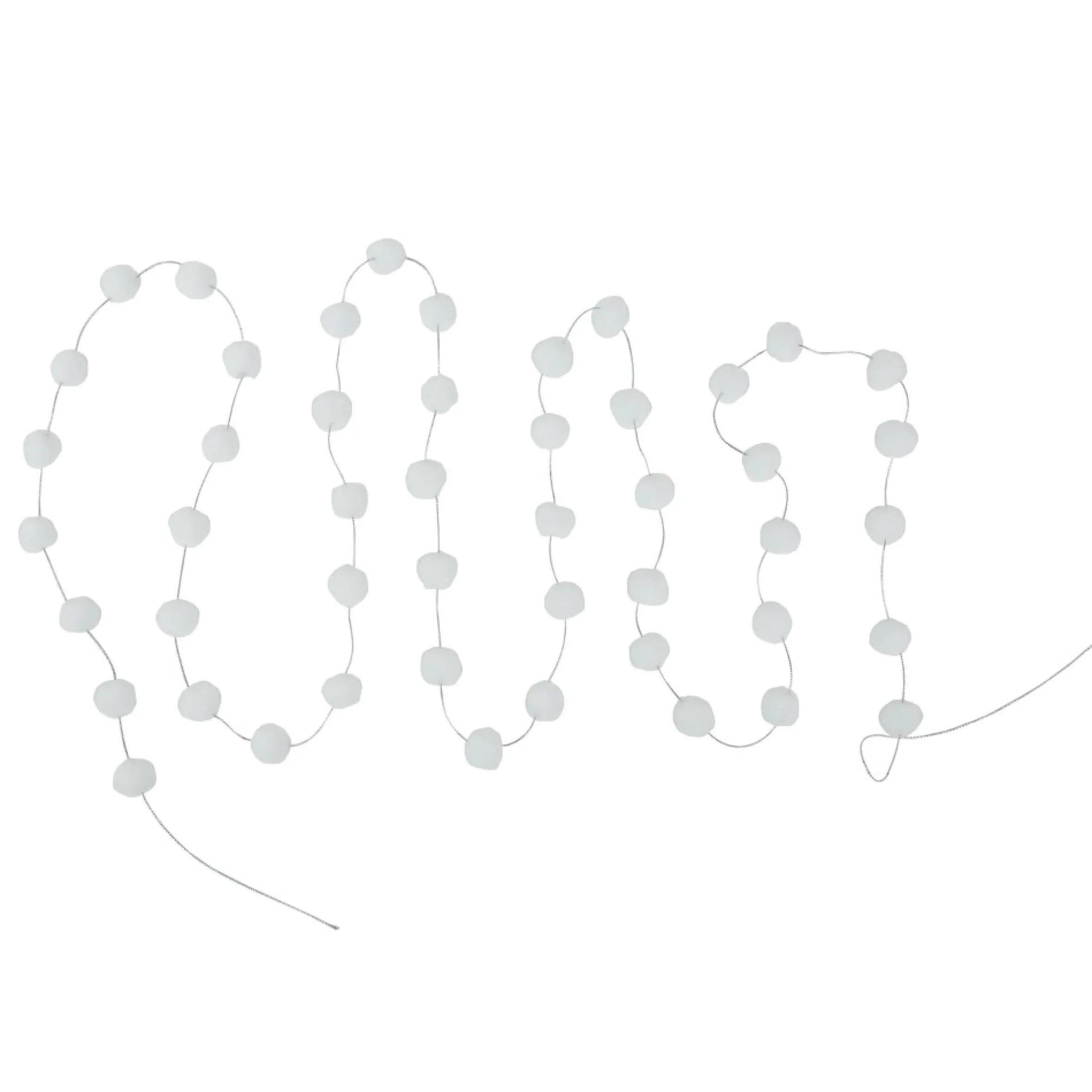 9' White Plush Snowball Christmas Garland