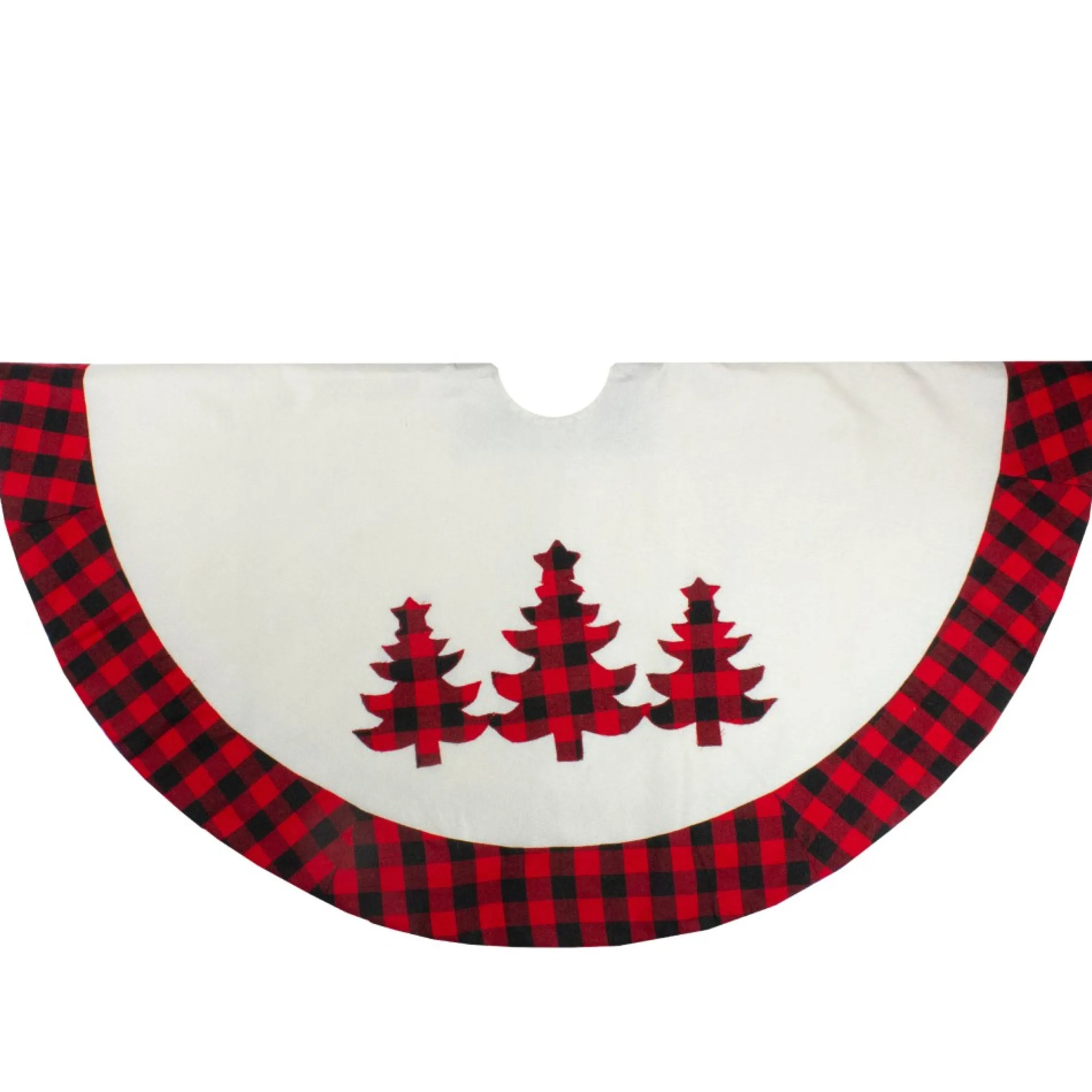 48" White, Red And Black Buffalo Plaid Tree Christmas Tree Skirt
