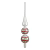 14.75" White, Red And Green Glass Finial Christmas Tree Topper