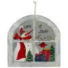 White Rustic "Let It Snow" Snowman Glass Window Scene Christmas Wall Decor