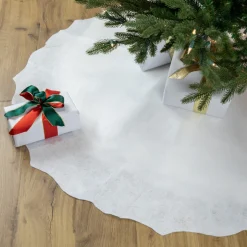 38" White Scalloped Edge Christmas Tree Skirt
