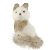 9.25" White Sisal Fox With Gold Glitter Christmas Figure