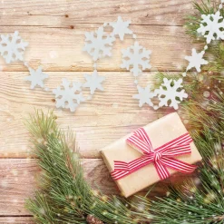 8' White Snowflake Beaded Christmas Garland