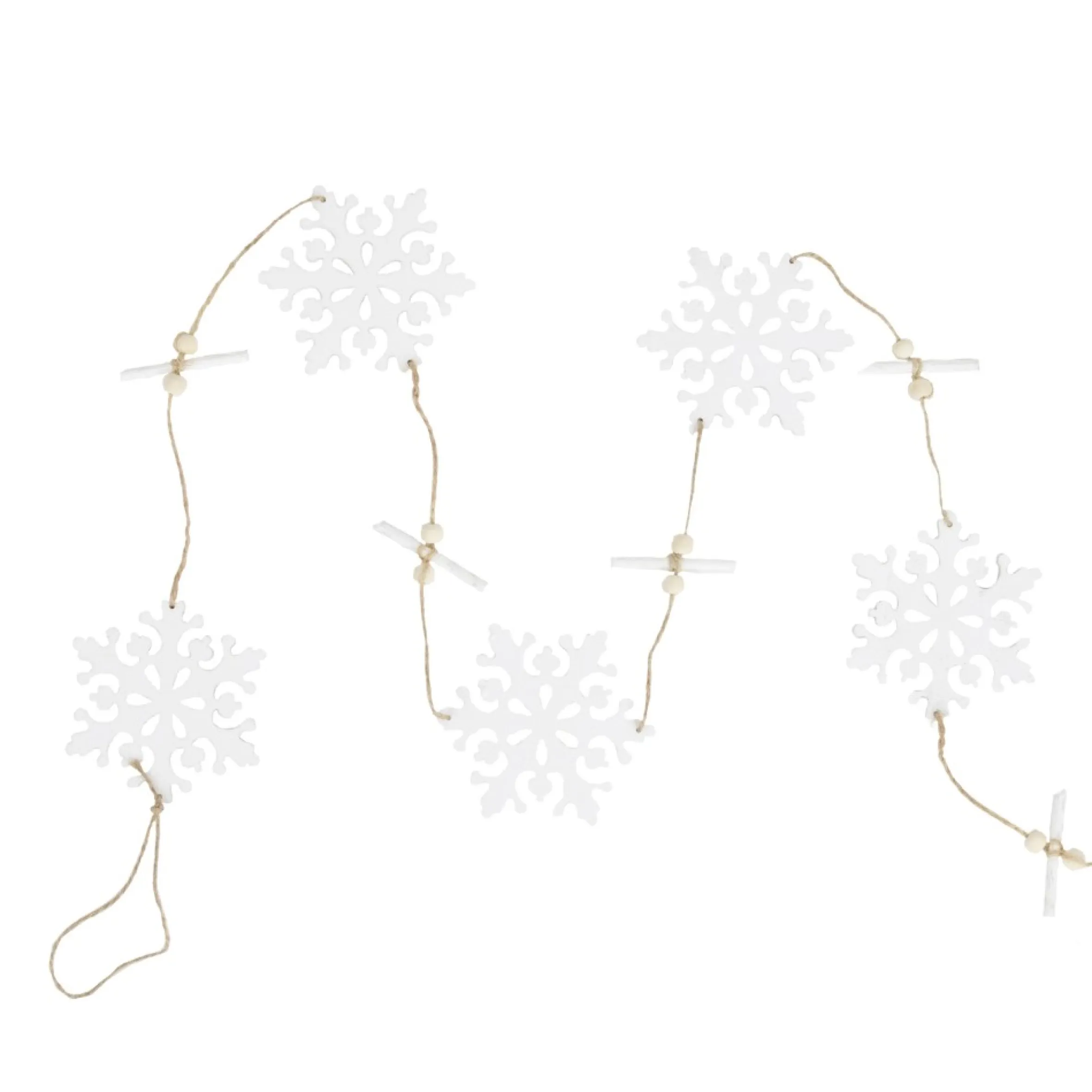 4' White Snowflakes On Jute Rope Hanging Christmas Garland