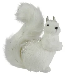 9" White Squirrel With Silver Gems Christmas Tabletop Decoration