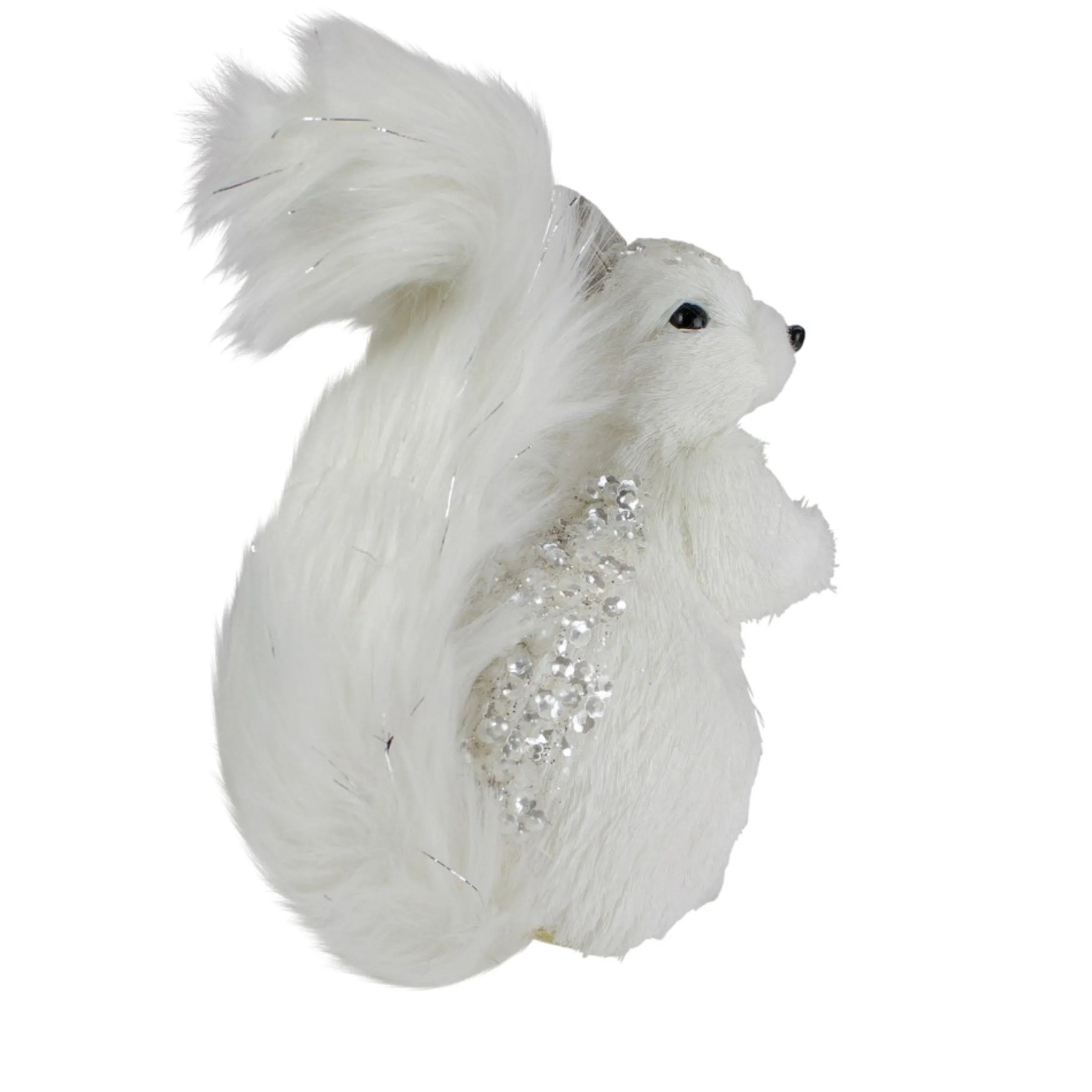 9" White Squirrel With Silver Gems Christmas Tabletop Decoration