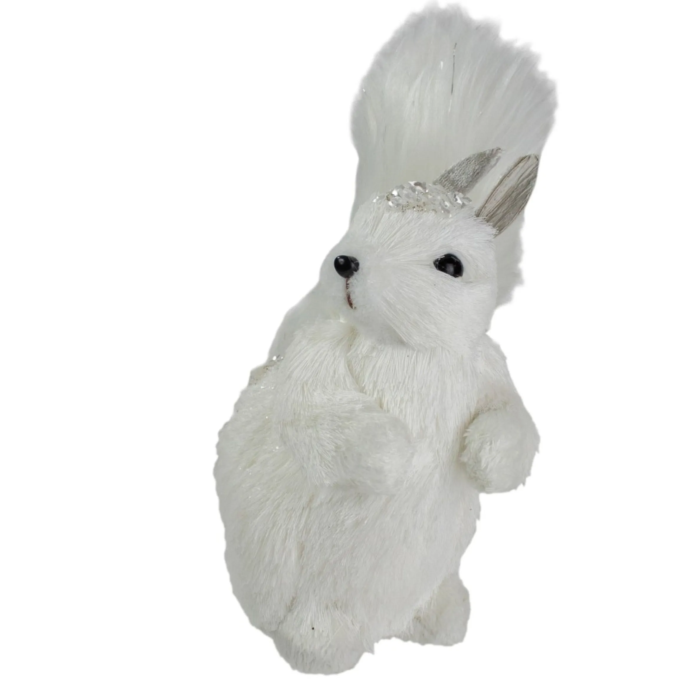 9" White Squirrel With Silver Gems Christmas Tabletop Decoration