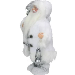 12" White Standing Santa Claus Christmas Figure With Lantern