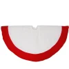 26" White Traditional Christmas Tree Skirt With A Red Border