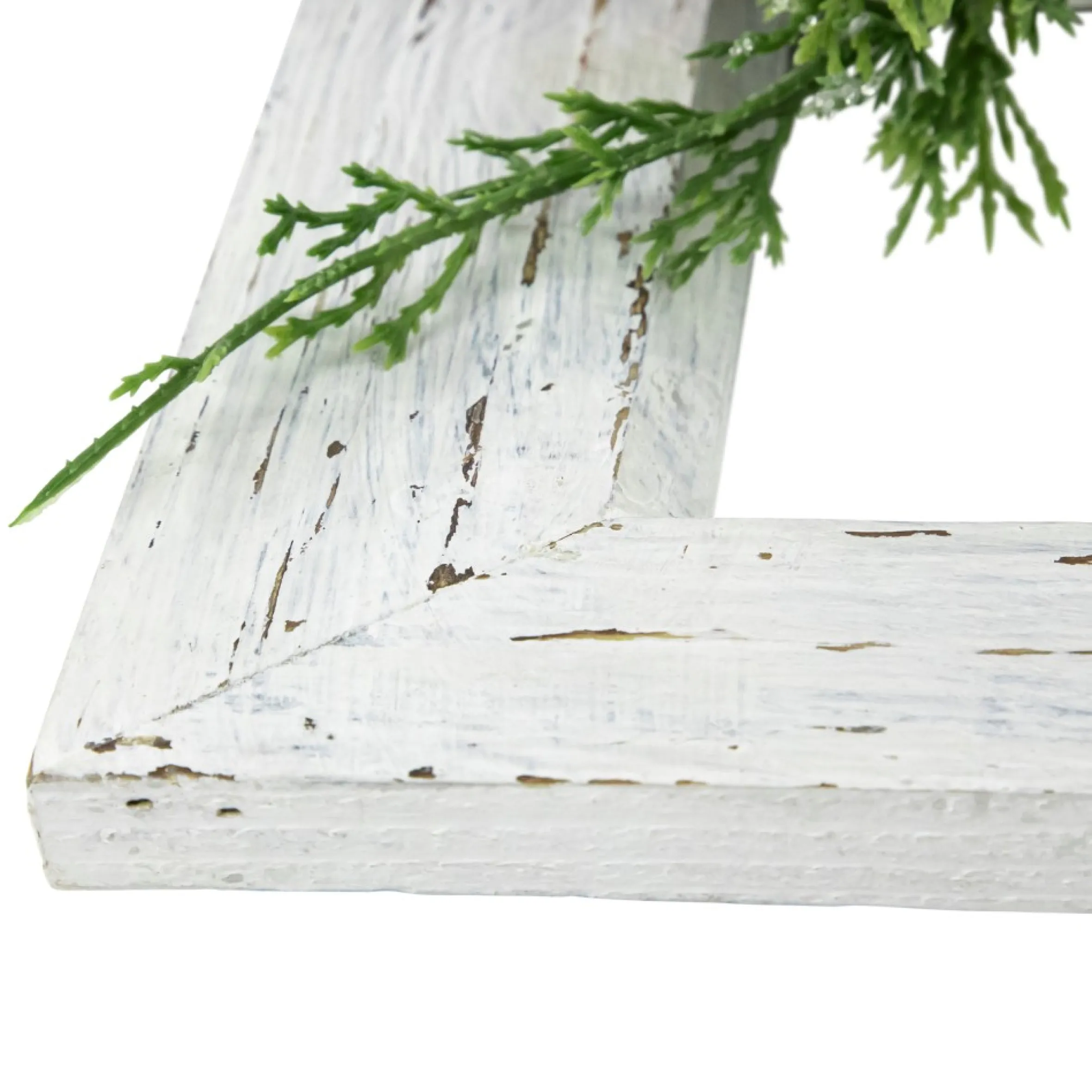 24" White Washed Window With Frosted Berries And Cedar Christmas Wall Decor