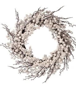 White Winter Berry Artificial Christmas Wreath, 26-Inch, Unlit