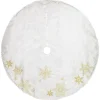 48" White With Gold Embroidered Snowflakes Christmas Tree Skirt