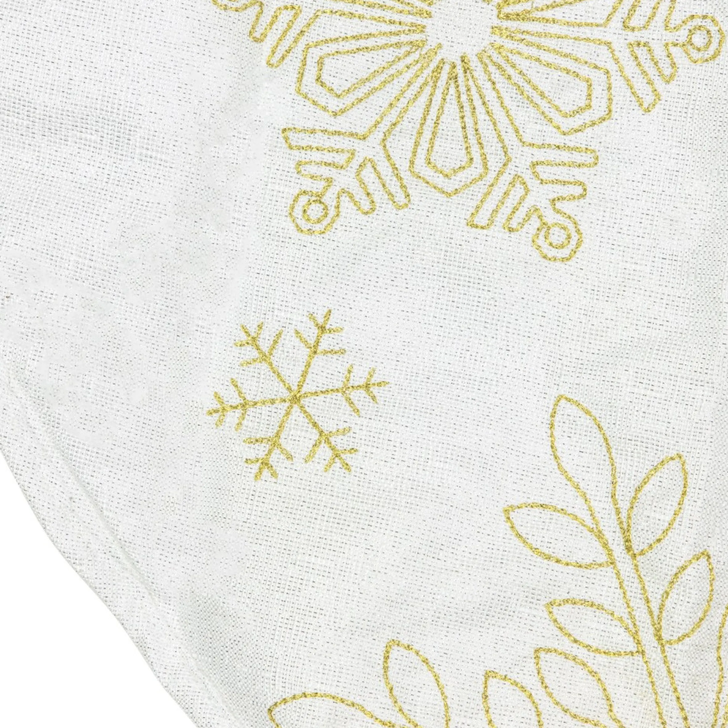 48" White With Gold Embroidered Snowflakes Christmas Tree Skirt