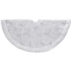 50" White With Sequin Flowers Christmas Tree Skirt