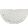 48" White With Silver Sequined Stars Christmas Tree Skirt