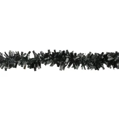 Wide Cut Black Halloween Tinsel Garland - 50 Feet, Unlit