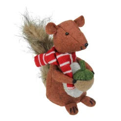 7" Wind-Up Musical Animated Squirrel And Acorn Tabletop Christmas Decoration