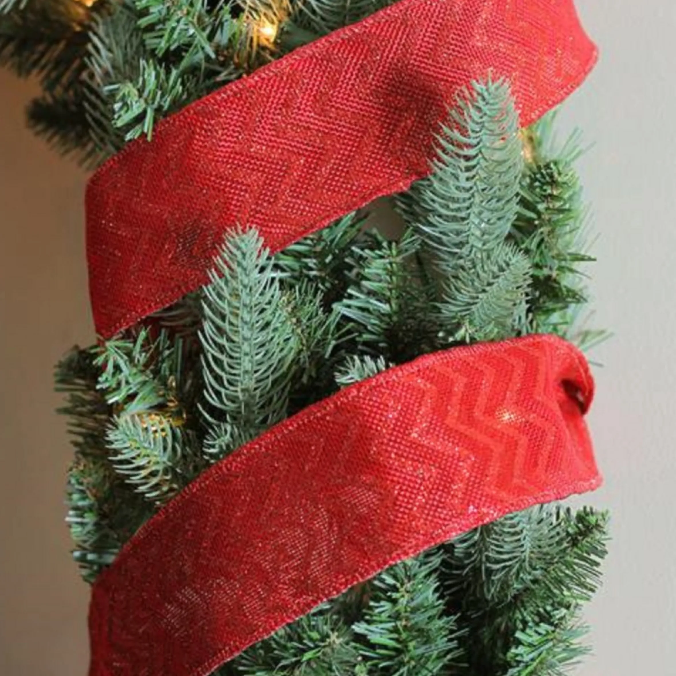 Wine Red Glitter Chevron Wired Christmas Craft Ribbon 2.5" X 10 Yards