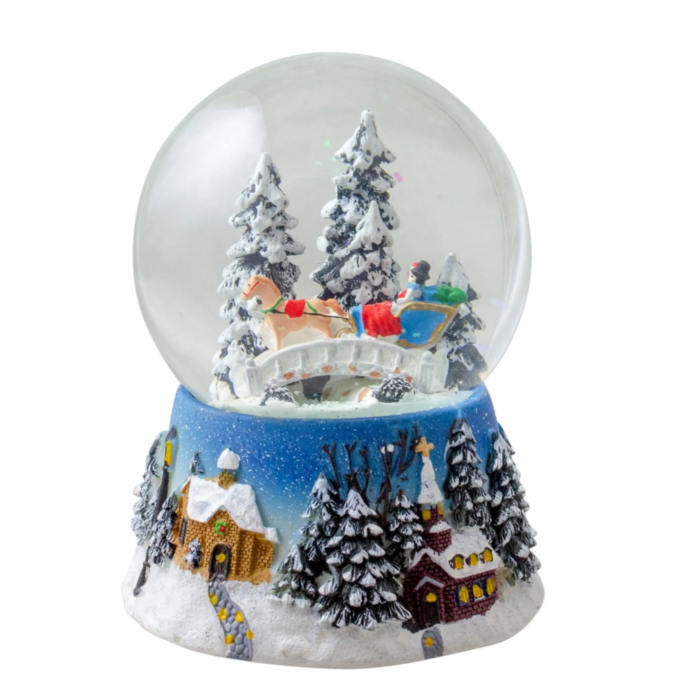 5.75" Winter Forest Sleigh Ride Musical Christmas Snow Globe