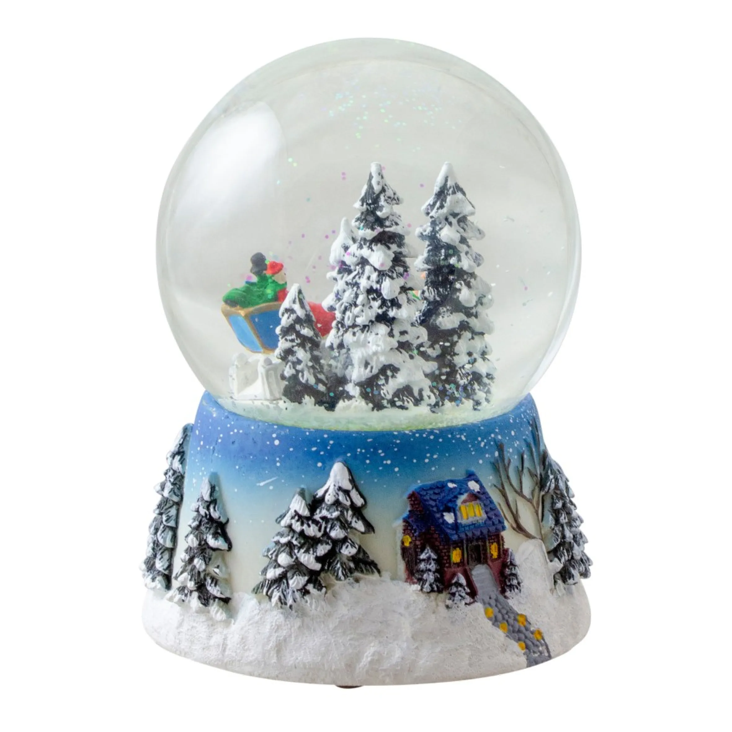 5.75" Winter Forest Sleigh Ride Musical Christmas Snow Globe