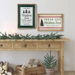 18" Wooden Framed "Fresh Cut Christmas Trees" Wall Sign