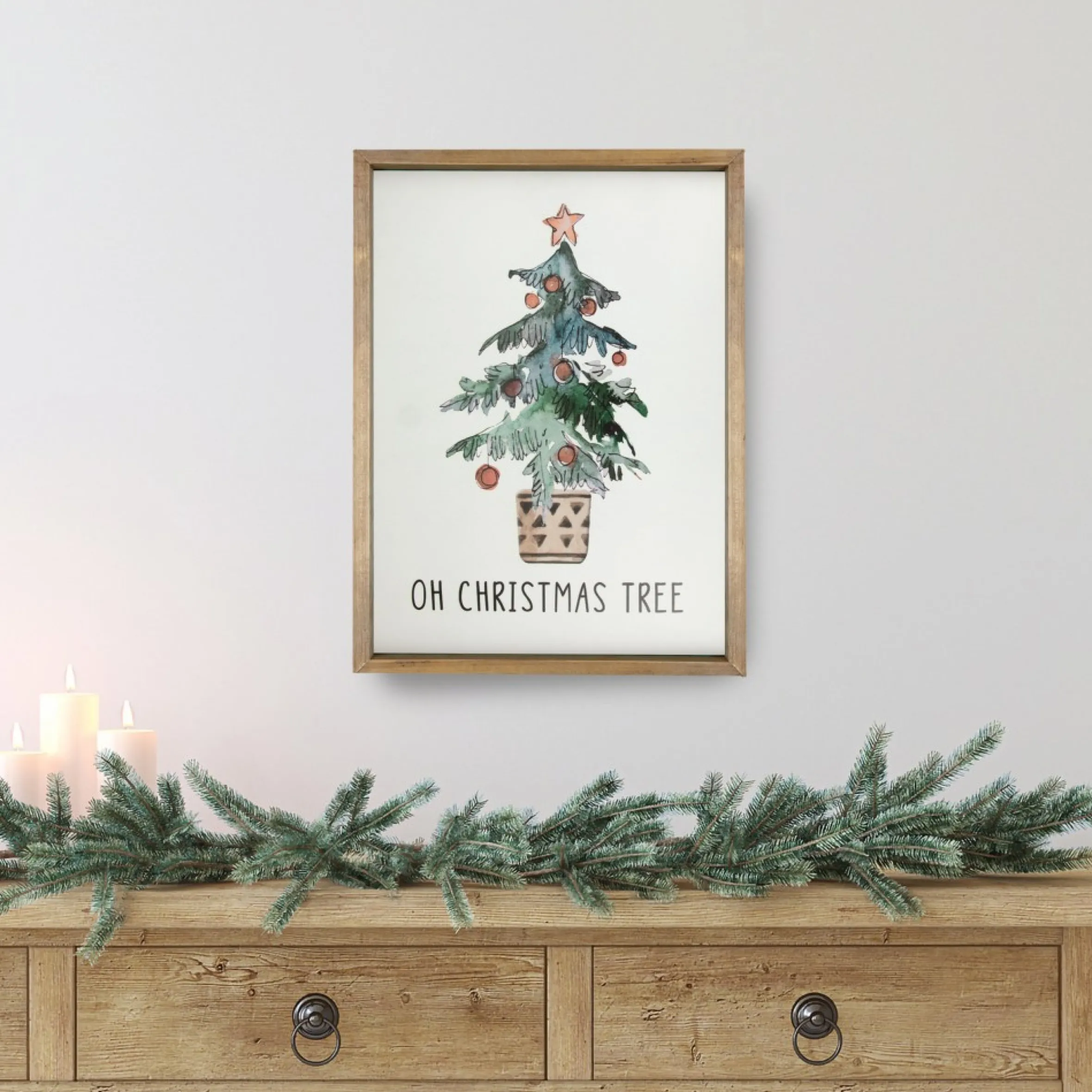 20" Wooden Framed "Oh Christmas Tree" Wall Art Decoration