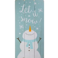 24" Wooden 'Let It Snow' Snowman Hanging Christmas Wall Sign