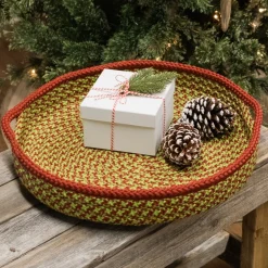 18" Woven Merry And Bright Round Decorative Christmas Tray