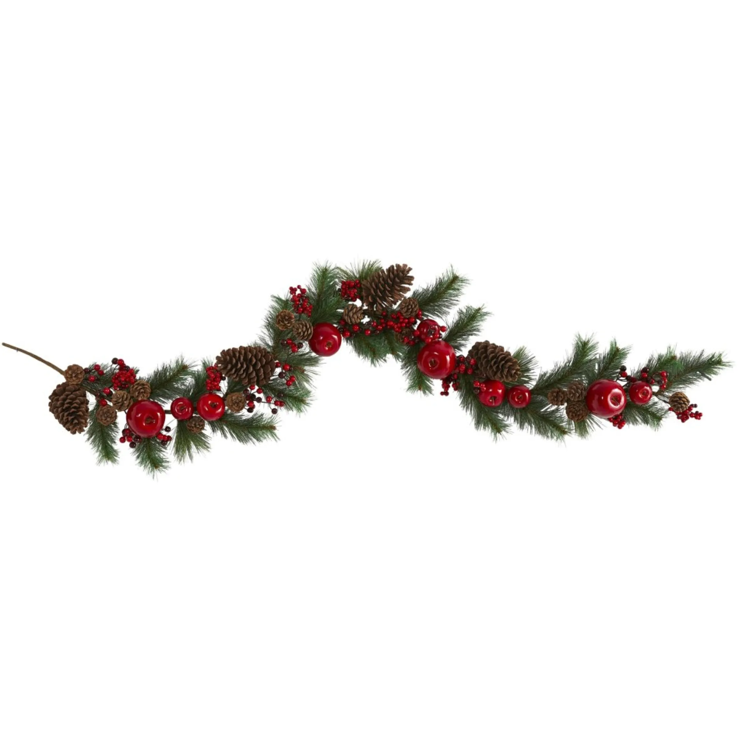 6' X 12" Berry And Pinecone With Apple Artificial Christmas Garland, Unlit