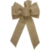 14" X 9" Burlap And Gold Glittered Polka Dots 6 Loop Christmas Bow Decoration
