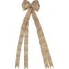 48" X 10" Burlap And Gold Scroll 16 Loop Christmas Bow Decoration