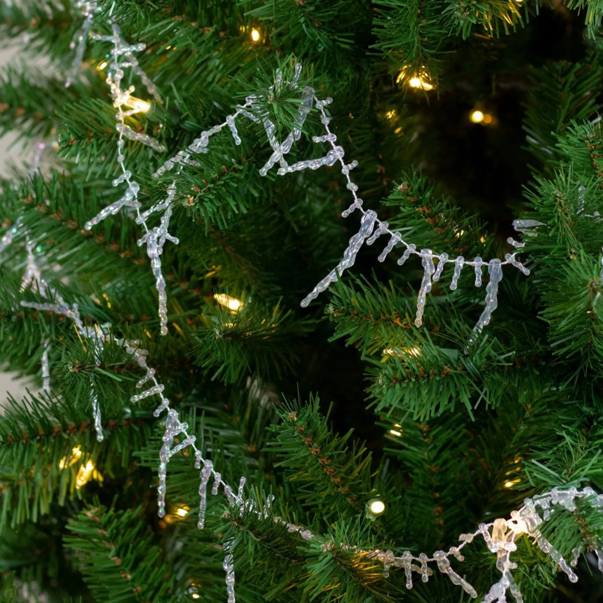 8' X 2.5" Clear Iridescent Icicle Beaded Artificial Christmas Garland - Unlit