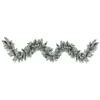 9' X 10" Flocked Angel Pine Artificial Christmas Garland With Pinecones, Unlit