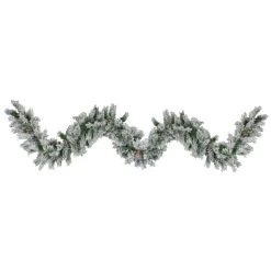 9' X 10" Flocked Angel Pine Artificial Christmas Garland With Pinecones, Unlit